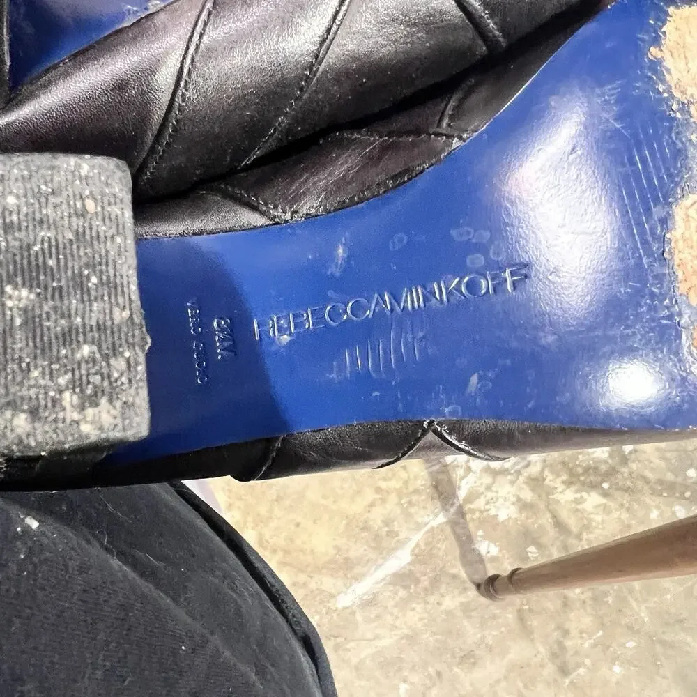 Rebecca Minkoff black leather knee-high boots Size 8.5 TG2089 - Picture 7 of 8